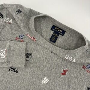 Polo Ralph Lauren Gray Waffle Knit Henley Sleepwear Shirt Men's MediumThermal LS